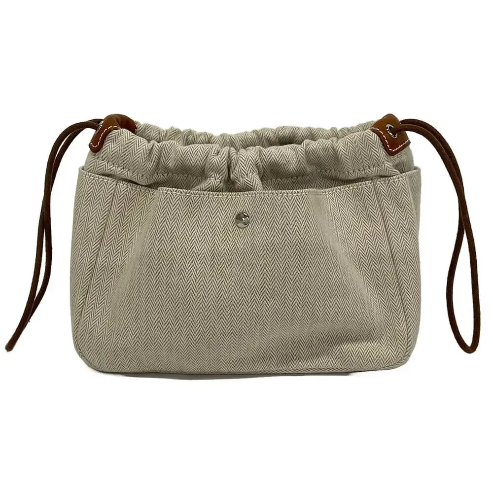Hermès Fourbi 20 Pouch Natural Fauve Toile chevron Veau Barenia